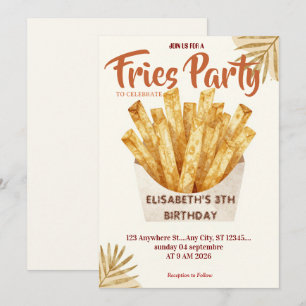 Convite de Aniversário para Restaurante de Fritas