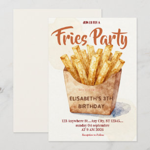Convite de Aniversário para Restaurante de Fritas