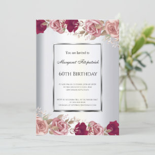 Convite de Aniversário para Rosas Rosa Vermelhas E