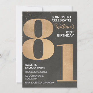 Convite de aniversário para ruas Dourada Black 81