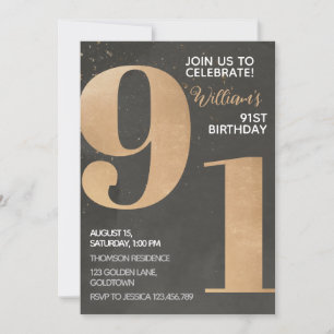 Convite de aniversário para ruas Dourada Black 91