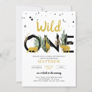 Convite de Aniversário para Safari Dourado Wild On