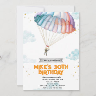 Convite de aniversário para salto de paraquedas
