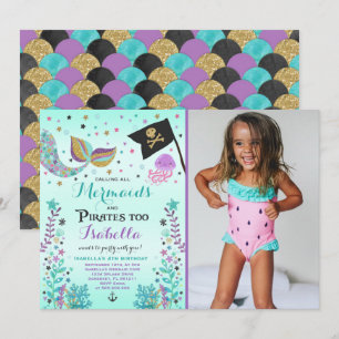 Convite De Aniversário Para Sereia E Pirata