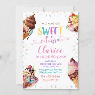 Convite de Aniversário para Sorvete de Sprinkle Co
