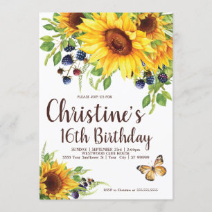 Convite de aniversário para Sunflower Boho