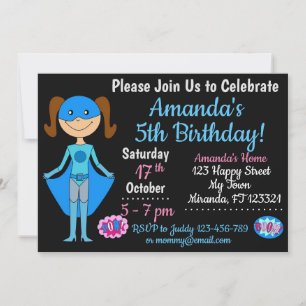Convite de aniversário para super-heroína