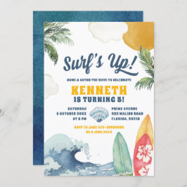 Convite de Aniversário para surf Beach Summer