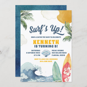 Convite de Aniversário para surf Beach Summer