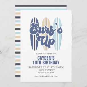 Convite de Aniversário para surfboard de surf