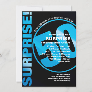 Convite de aniversário para surpresa - Blue 50th
