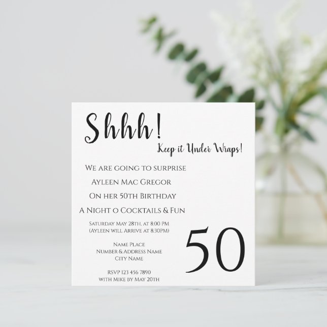 Convite de Aniversário para Surpresa em Qualquer I (Em pé/Frente)