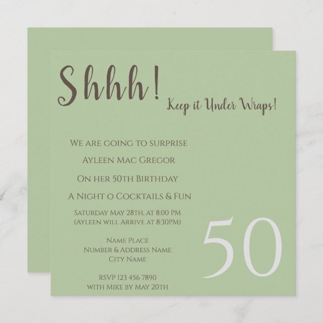 Convite de Aniversário para Surpresa em Qualquer I (Frente/Verso)