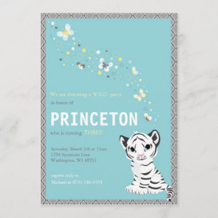 Convite de Aniversário para Tigre Branco Personali