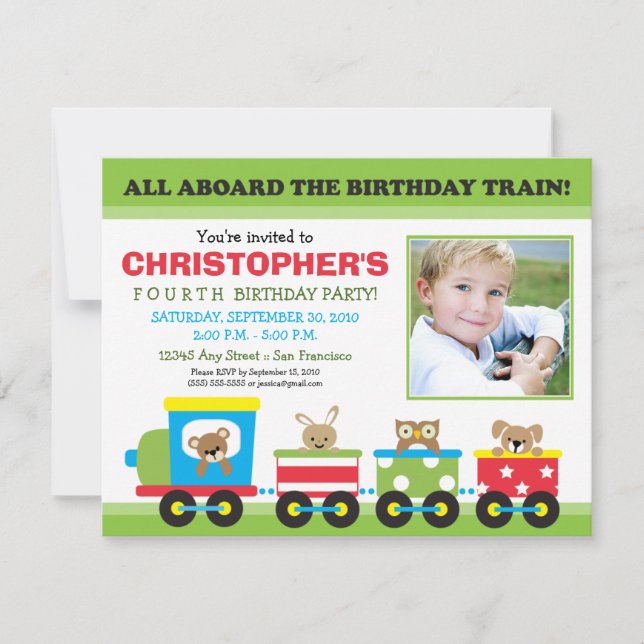 Convite de Aniversário para Todos os Trem a Bordo  (Frente)