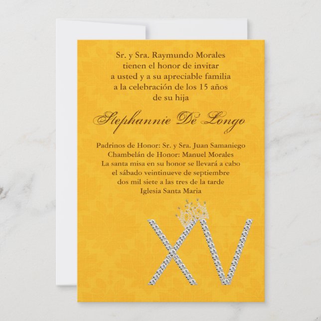 Convite de Aniversário para Topaz Quinceanera 5x7 (Frente)