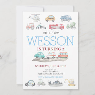 Convite de Aniversário para Transporte