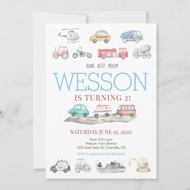 Convite de Aniversário para Transporte (Frente)