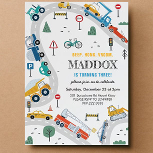 Convite de Aniversário para Transporte de Caminhõe