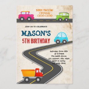 Convite de aniversário para transporte de veícul