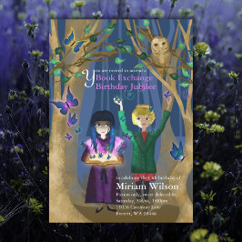 Convite de aniversário para troca de livros de cor