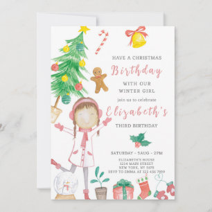 Convite de aniversário para uma menina de Natal