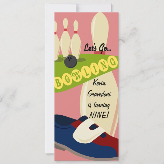 Convite de Aniversário para Vamos Ir Boliche (Frente)