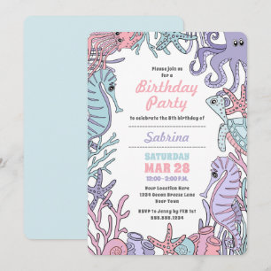 Convite de Aniversário para Vida no Mar do Tema d