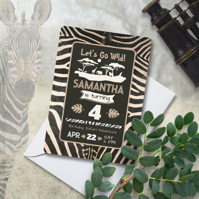 Convite de Aniversário para Zebra Impressão Animal (Criador carregado)