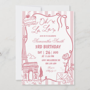 Convite de Aniversário Parisiense Café Escrito à M