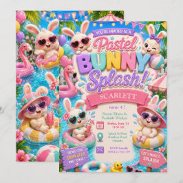 Convite de Aniversário Pastel Bunny Splash - Festa