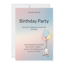Convite de Aniversário Pastel para Crianças