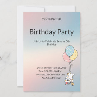 Convite de Aniversário Pastel para Crianças