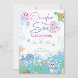 Convite de Aniversário Pastel Um-der o Mar