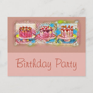 Convite de aniversário Peach de Arte de Bolo