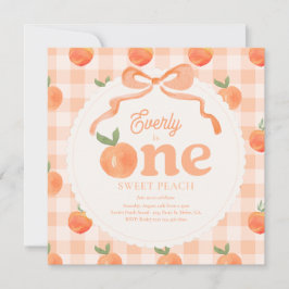 Convite de Aniversário Peach Quadrado Um Docinho