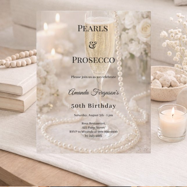 Convite de aniversário Pearls Prosecco Champagne (Criador carregado)