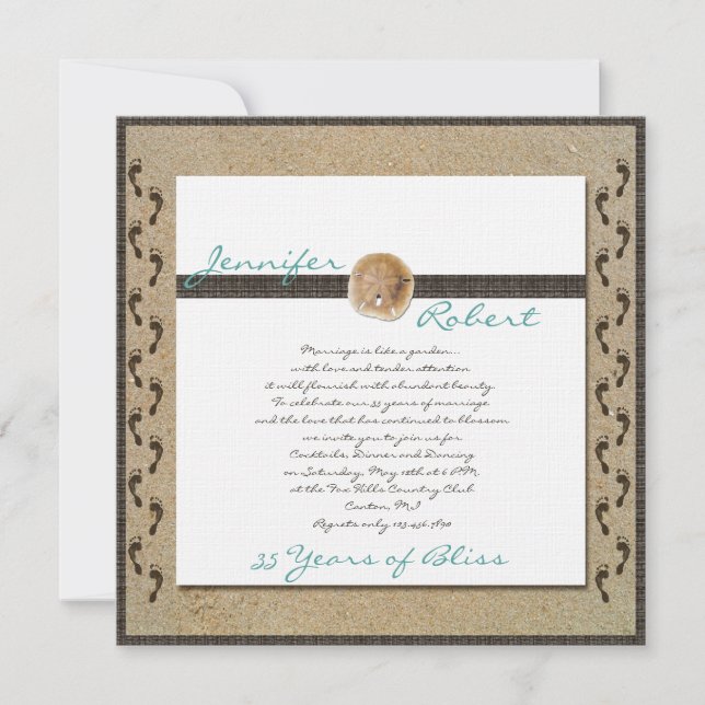 Convite de Aniversário Pegadas na Areia (Frente)