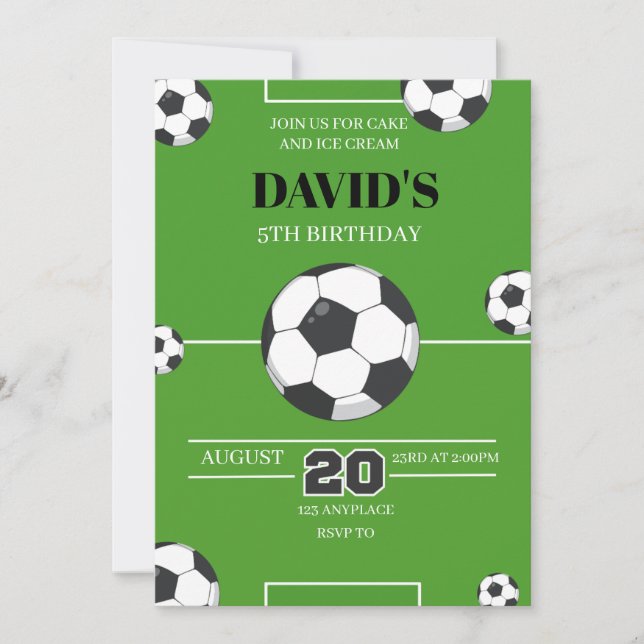 Convite de Aniversário Pensado no Futebol (Frente)