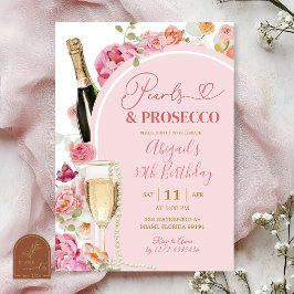 Convite de Aniversário Pérolas e prosecco Floral C