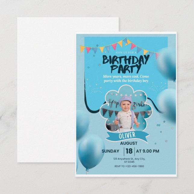 Convite de Aniversário Personalizado | (Frente/Verso)