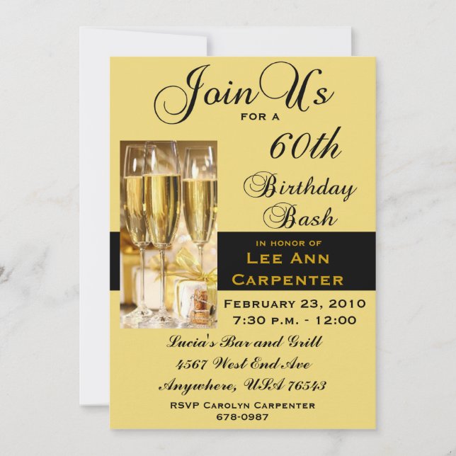 Convite de aniversário personalizado 60º (Frente)