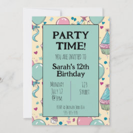 Convite de aniversário Personalizado Colorido