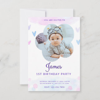 Convite de Aniversário Personalizado com Corações