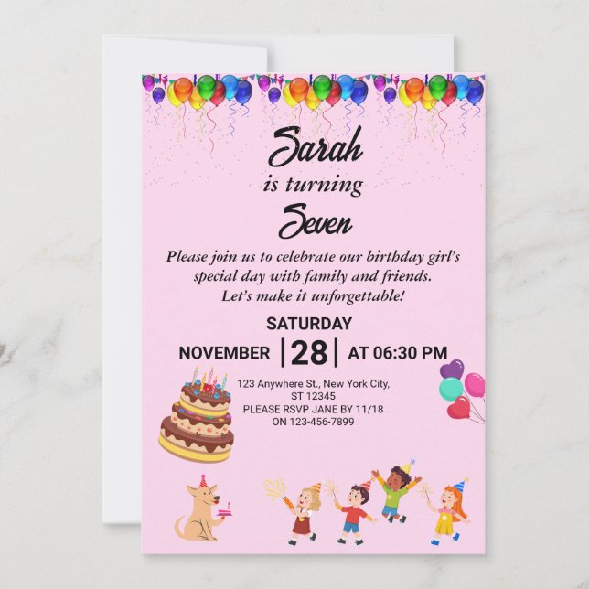 Convite de Aniversário Personalizado com Design Co (Frente)