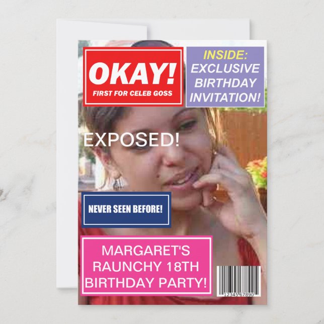 Convite de aniversário personalizado com fofocas d (Frente)