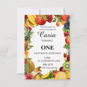 Convite de Aniversário Personalizado com Frutas