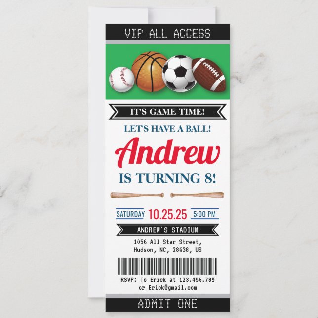 Convite de Aniversário Personalizado com Ingresso  (Frente)