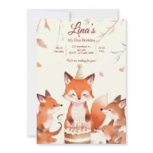Convite de Aniversário Personalizado com Raposas F