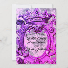 Convite de aniversário Personalizado Coroa Coroa C